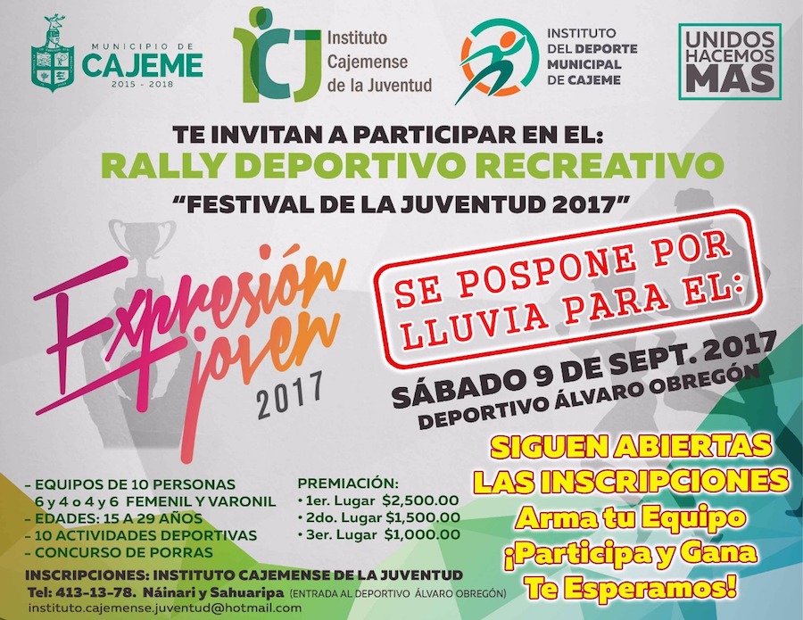 Se pospone Rally Deportivo Recreativo Se pospone Rally Deportivo Recreativo