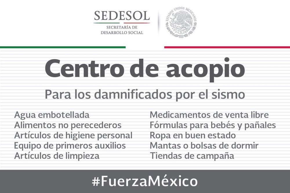 Continuará Centro de Acopio en la Sedesol para apoyo a damnificados