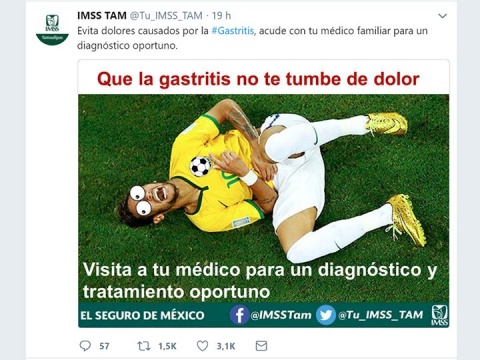IMSS Tamaulipas usa imagen de Neymar para recomendar ir al doctor