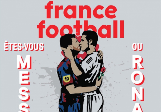 Messi y Ronaldo se besan en la portada de France Football