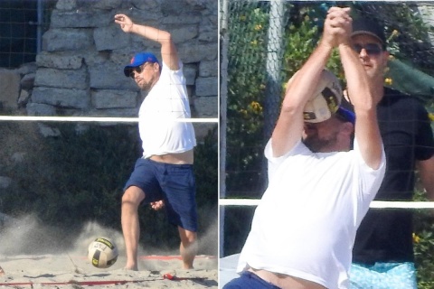 DiCaprio recibe balonazo en la cara jugando voleibol y se convierte en meme