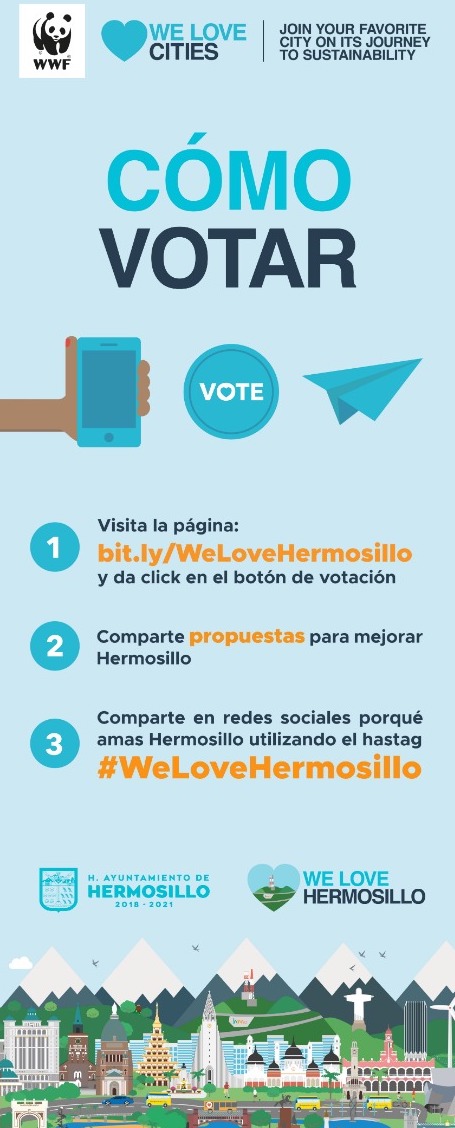 Invitan a votar por Hermosillo en el reto internacional We Love Cities