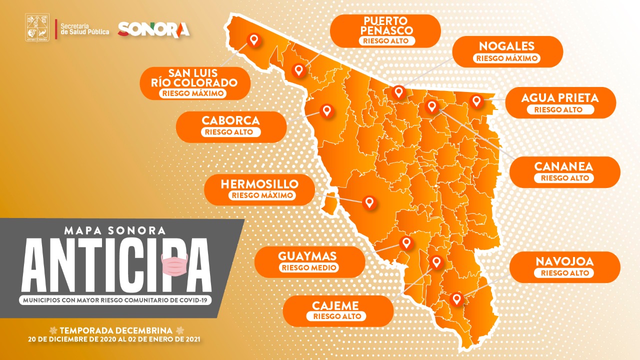 Hermosillo, Nogales y SLRC en riesgo máximo por COVID-19: Salud Sonora Hermosillo, Nogales y SLRC en riesgo máximo por COVID-19: Salud Sonora