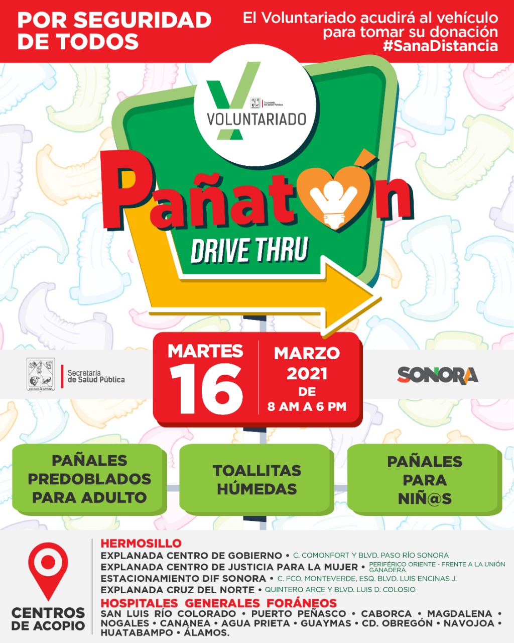 Invita Salud Sonora a apoyar el Pañatón 2021