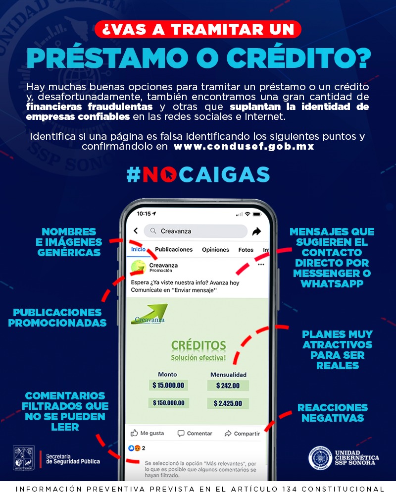 Alerta Unidad Cibernética de SSP Sonora por Estafas financieras