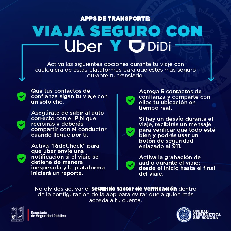 Realiza Unidad Cibernética de SSP recomendaciones a usuarios de Uber y Didi para un traslado seguro