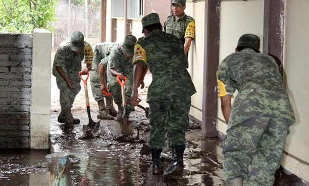 Aplica ejército Plan DN-III-E, por fuerte lluvia en Cajeme