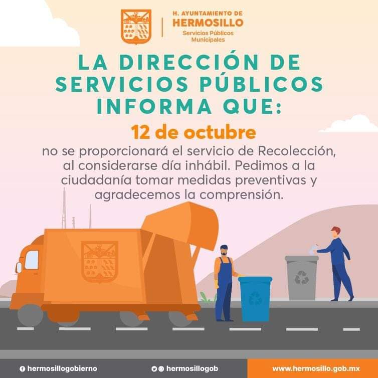 Hoy martes no habrá servicio de recolección de basura en Hermosillo