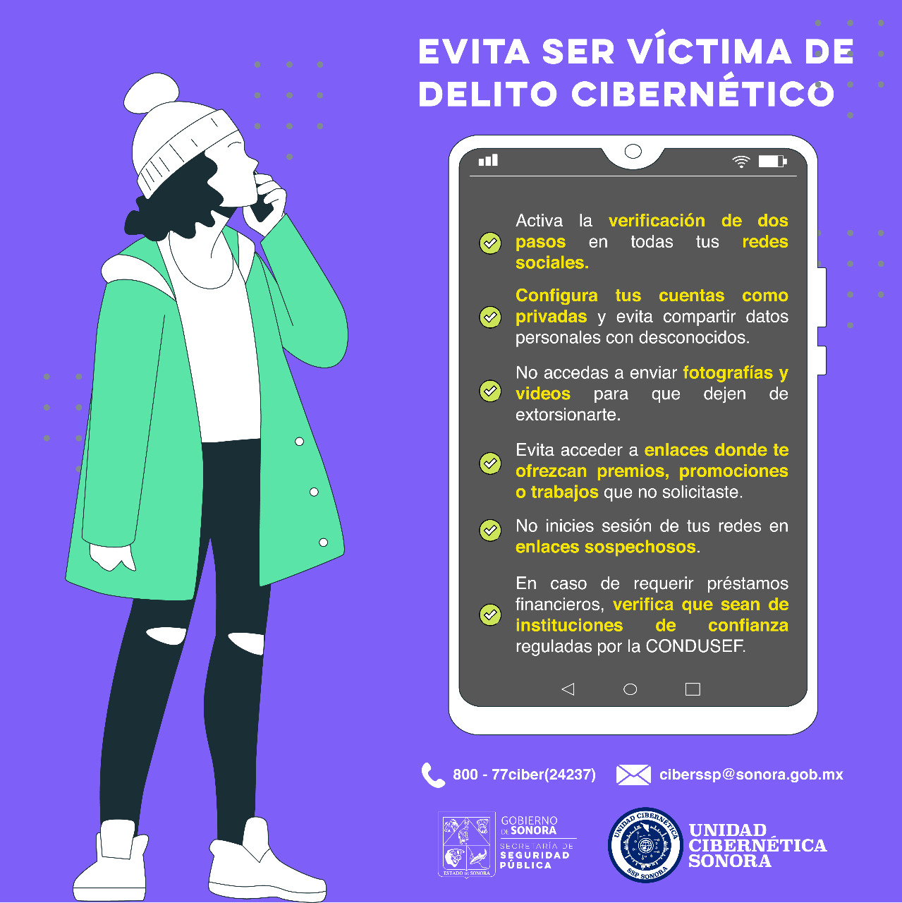 Comparte Unidad Cibernética medidas de prevención a mujeres para evitar ser víctimas de ciberdelitos