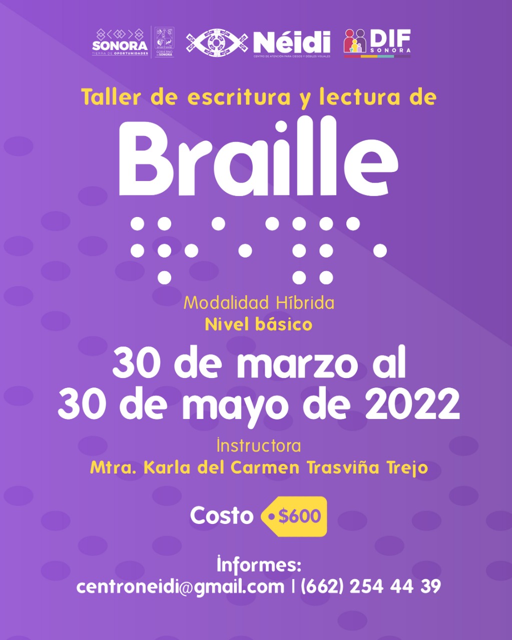 DIF Sonora anuncia inscripciones para curso de lectoescritura en sistema Braille