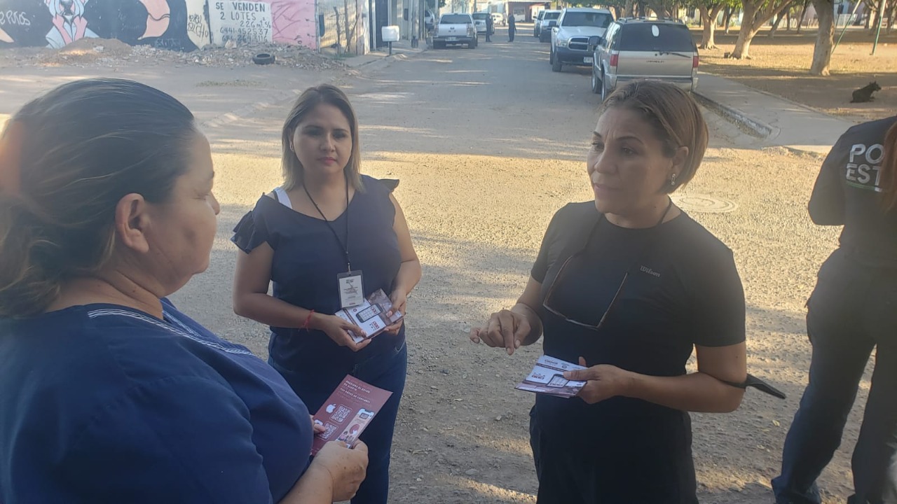Descargan vecinos de colonia Villa Bonita de Cajeme aplicaciones preventivas de Seguridad Pública