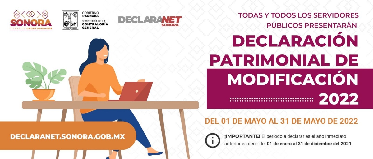 Invita Contraloría Sonora a presentar declaración patrimonial en el mes de mayo