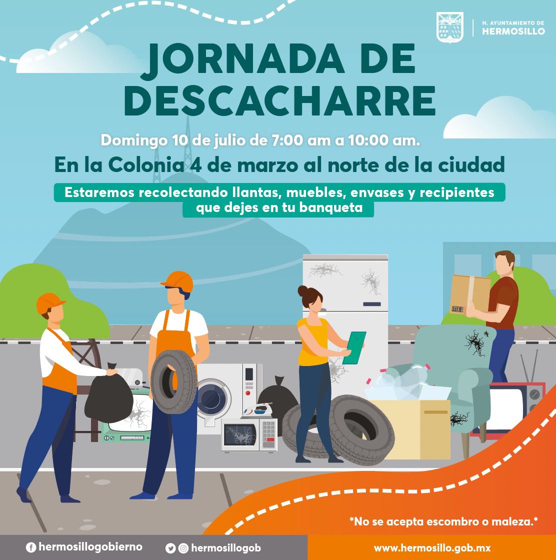 <strong>Invitan a familias de la colonia 4 de Marzo a aprovechar la Primera Jornada Municipal de Descacharre</strong>