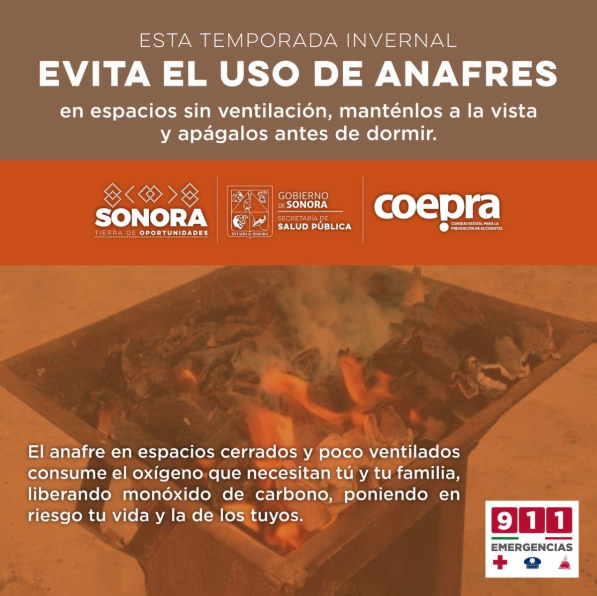 Llama Salud Sonora a extremar precauciones al utilizar anafres y calentones