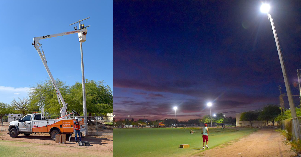 Rehabilita Gobierno Municipal luminarias de 26 campos deportivos Rehabilita Gobierno Municipal luminarias de 26 campos deportivos