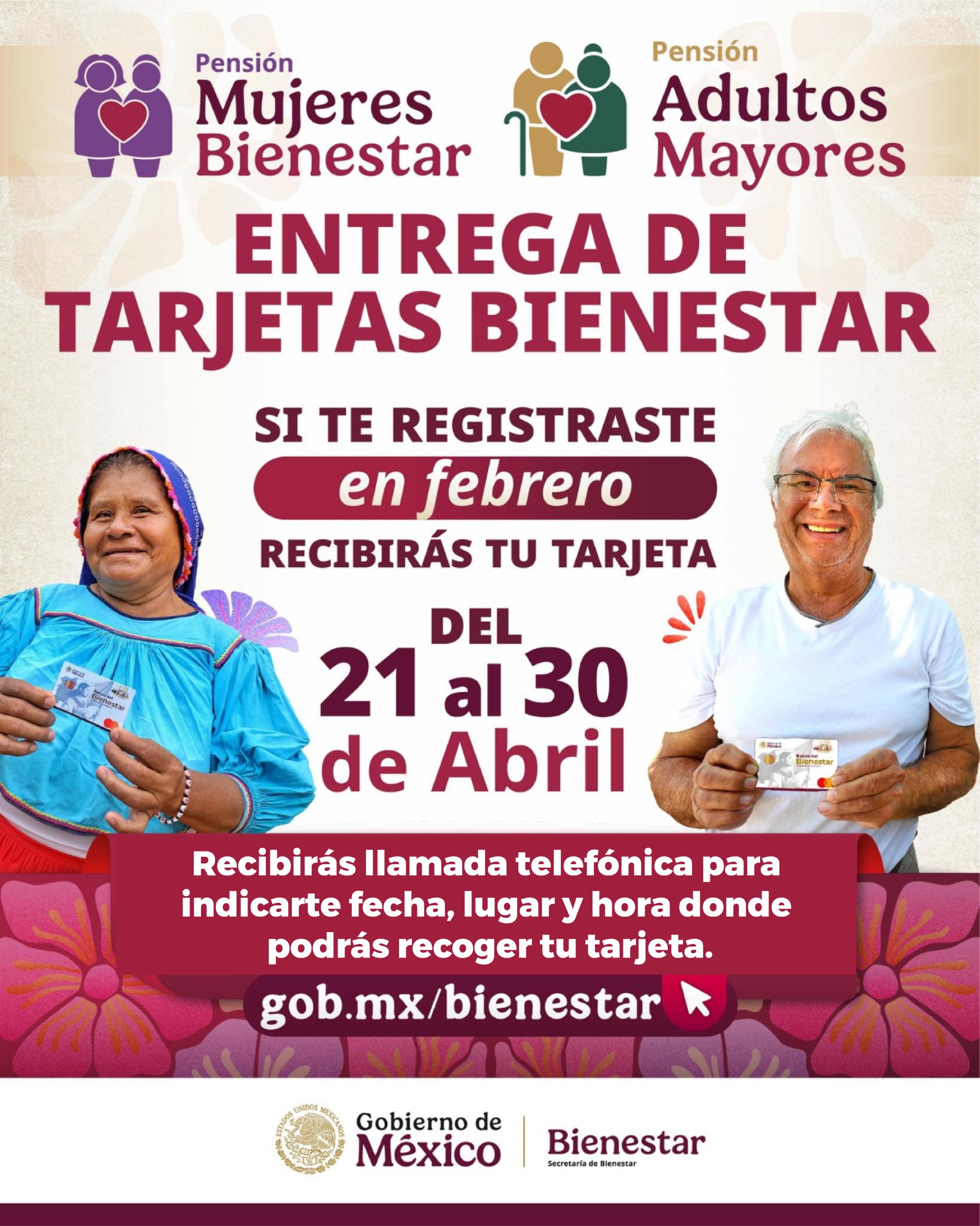 En Sonora, del 21 al 30 de abril entrega de tarjetas a derechohabientes de las Pensiones de Adultos Mayores y Mujeres Bienestar
