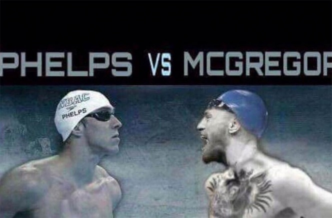 ¡De locura! Phelps reta a McGregor en nado libre