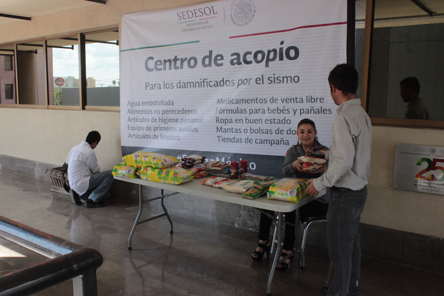 Habilita Sedesol centro de acopio en apoyo a damnificados por sismo