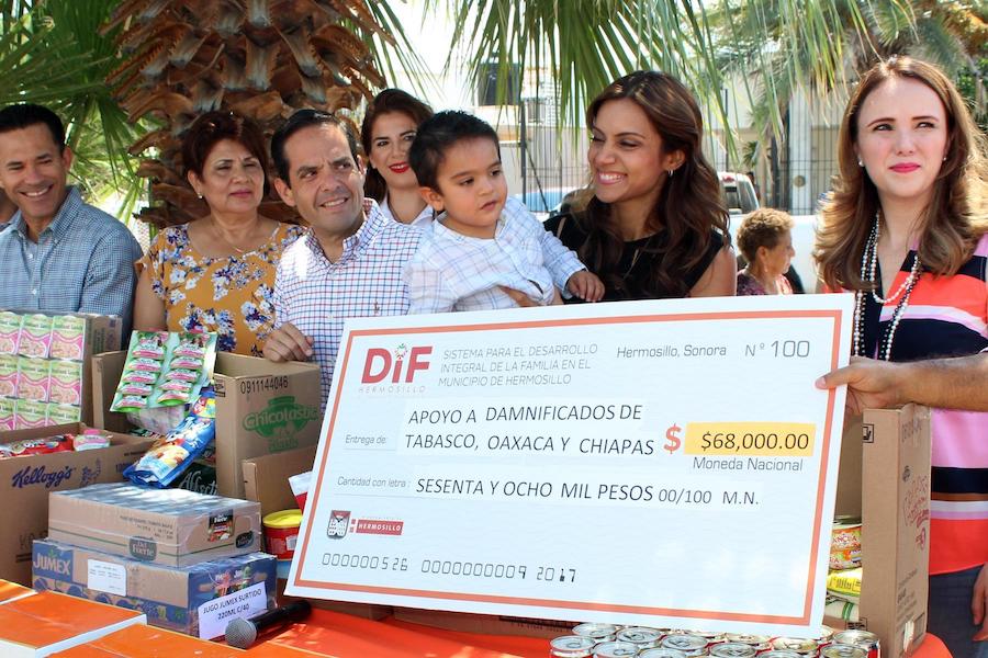 Envía Gobierno Municipal 6 toneladas de ayuda y donativo en efectivo