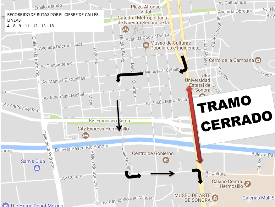 Modificará Transporte Urbano, algunas rutas por trabajos en Puente Trébol