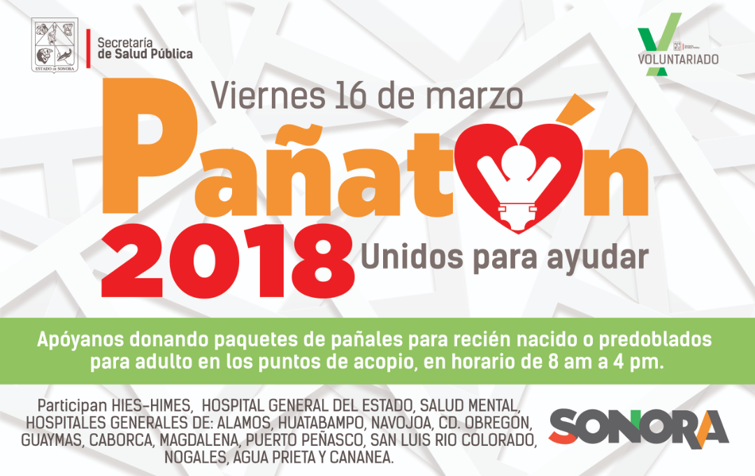Anuncia Voluntariado de la Secretaría de Salud: Pañatón 2018 Anuncia Voluntariado de la Secretaría de Salud: Pañatón 2018