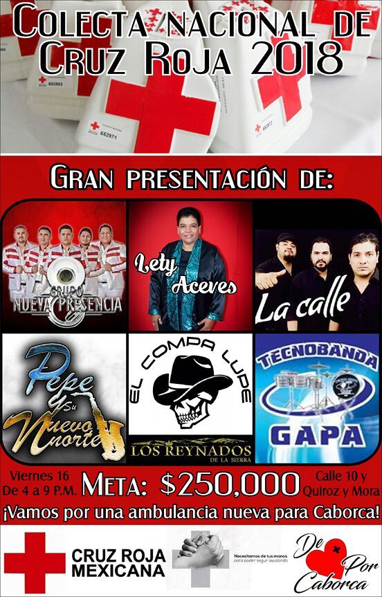 Realizarán este viernes festival en apoyo a colecta de Cruz Roja