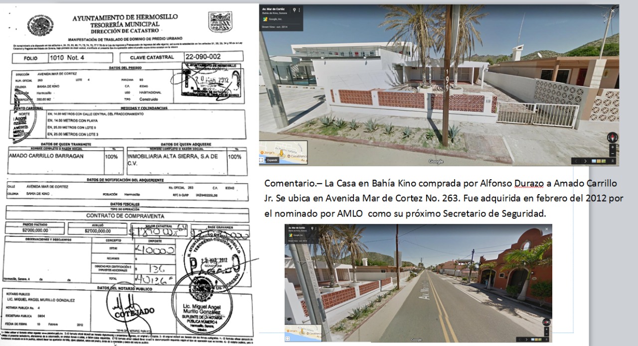 Revelan compra de inmueble de Amado Carrillo Jr. por Durazo
