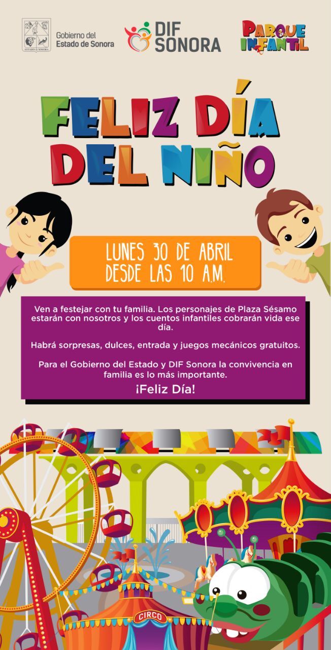 Festejará DIF Sonora a niñas y niños en Parque Infantil Festejará DIF Sonora a niñas y niños en Parque Infantil