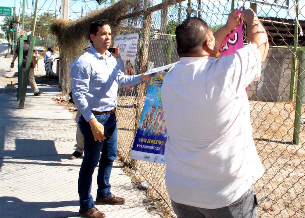 Arrancan operativo de retiro de pendones en Hermosillo