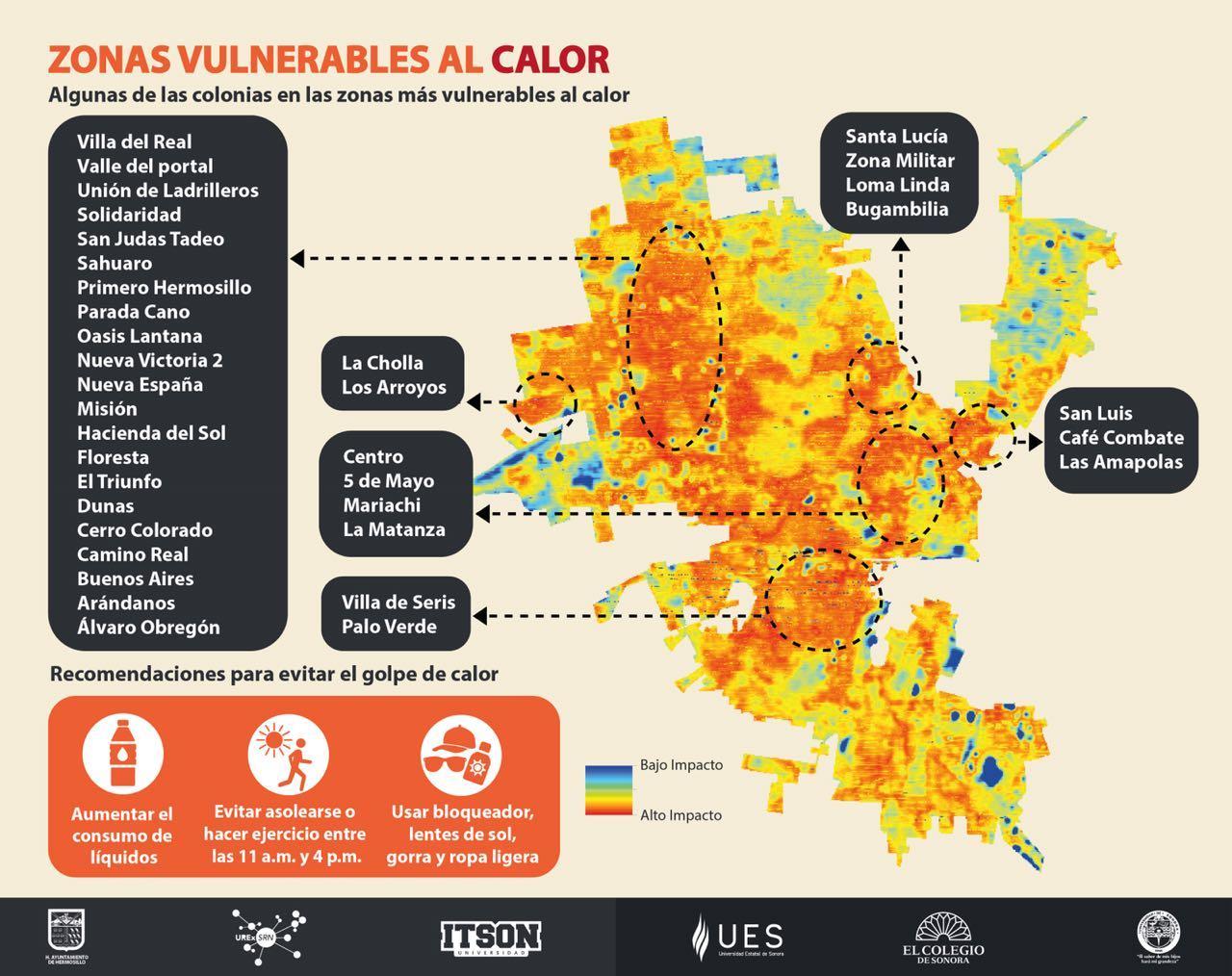 Dispone Ayuntamiento de un mapa de zonas con mayor calor en Hermosillo