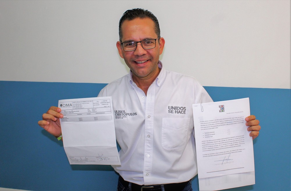 Presenta Ulises Cristópulos su 4 de 4, la declaración 3 de 3 y examen toxicológico libre de drogas