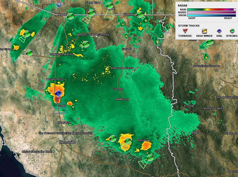 Aviso meteorológico por probable tormenta nocturna en Hermosillo Aviso meteorológico por probable tormenta nocturna en Hermosillo