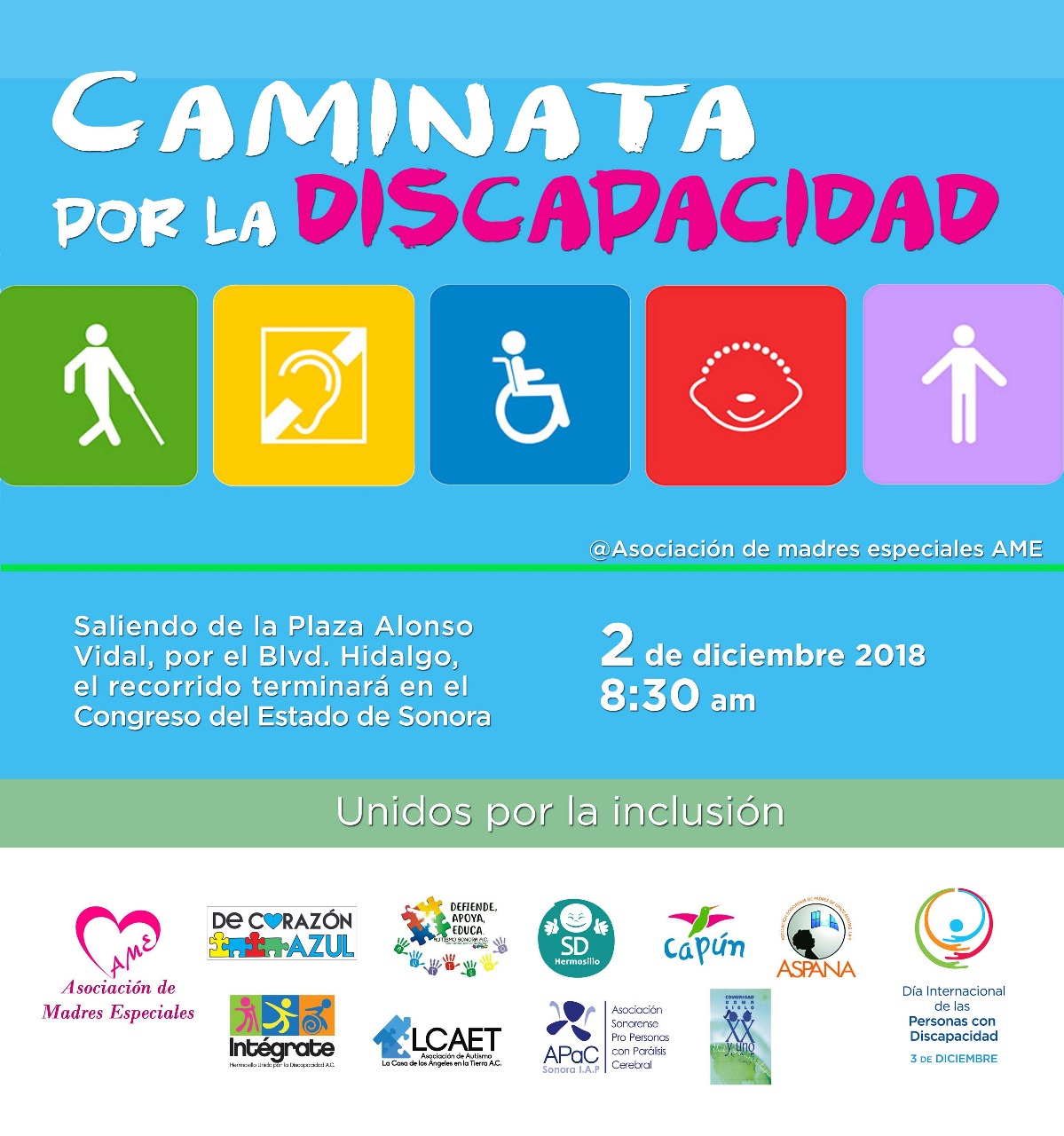 Asociaciones de Sonora convocan a caminata por la discapacidad