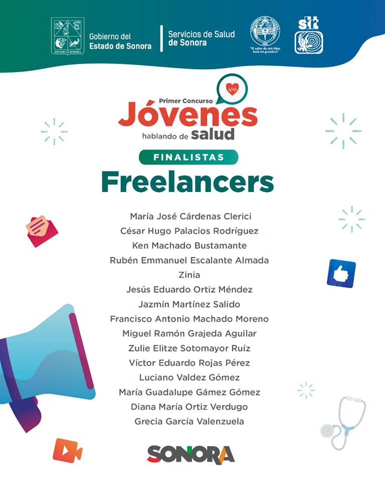 Anuncia Salud Sonora a finalistas del Primer Concurso Jóvenes hablando de salud