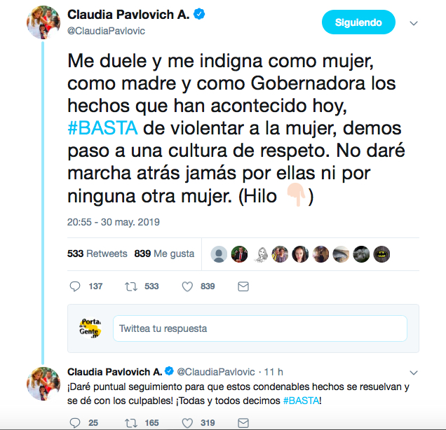 Envía Gobernadora mensaje de justicia por los hechos contra la mujer