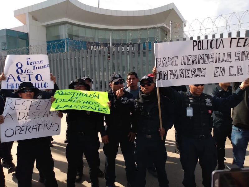 Se manifiestan Policías Federales en Hermosillo