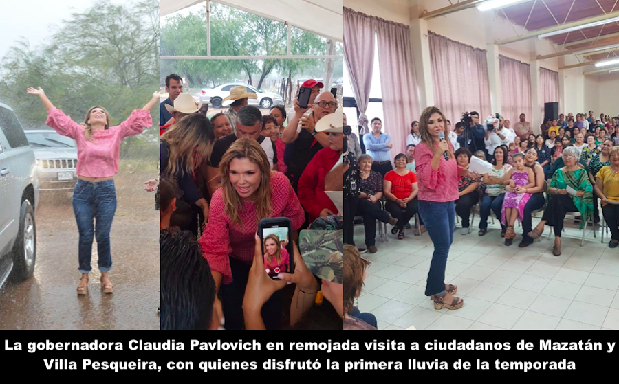 Bajo fuerte lluvia, Gobernadora entrega diversos apoyos en Municipios de la Sierra Baja