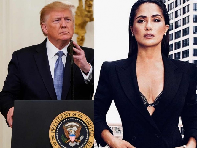 Salma Hayek se burla de Trump y lo llama cabeza de calabaza