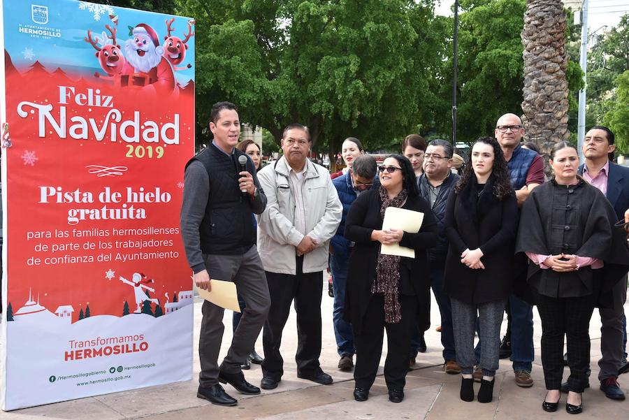 Patrocinarán servidores públicos municipales pista de hielo gratuita para los hermosillenses