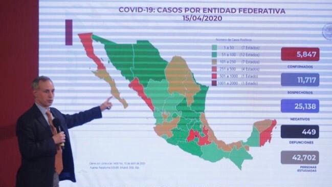 Aumentan a 449 las muertes por coronavirus en México; van 5,847 casos confirmados