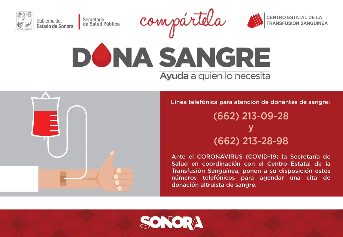 Exhorta Salud Sonora a donar sangre Exhorta Salud Sonora a donar sangre
