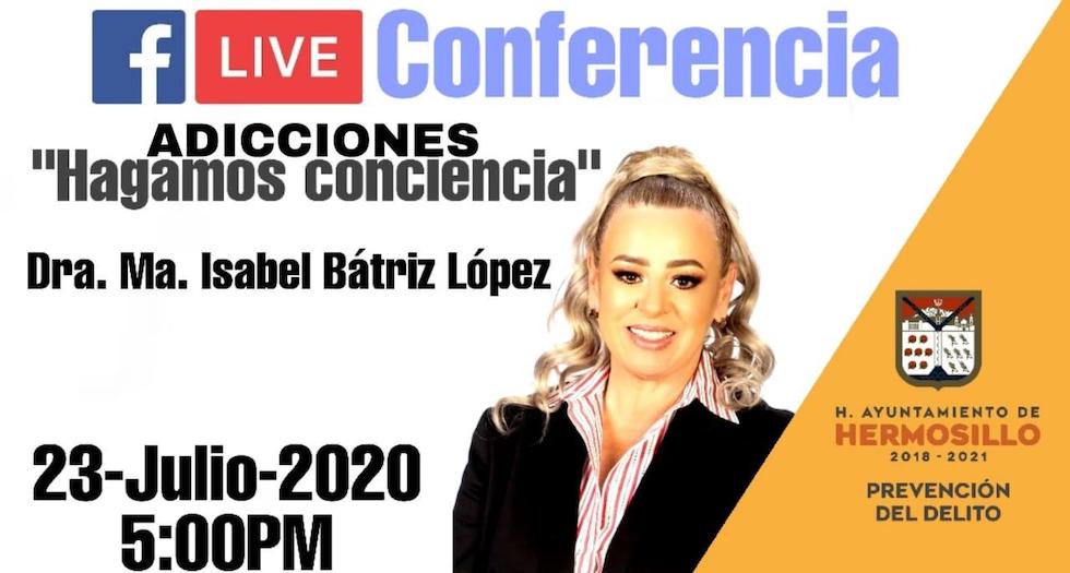 Concluye hoy ciclo de conferencias virtuales para la prevención de adicciones en Hermosillo