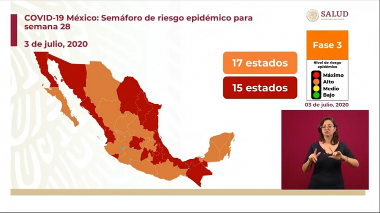 Semáforo de COVID-19 en México: 15 estados en rojo y 17 en naranja para semana del 6-12 de julio Semáforo de COVID-19 en México: 15 estados en rojo y 17 en naranja para semana del 6-12 de julio