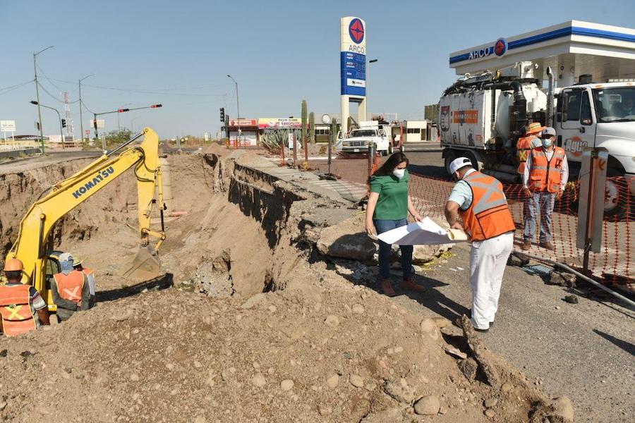 Supervisa Celida López reparación de colapso en la zona del Vado del Río