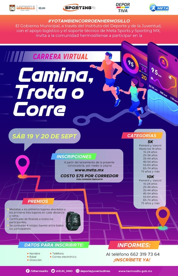 Invita IDJH a participar en la carrera virtual “Camina, trota o Corre”