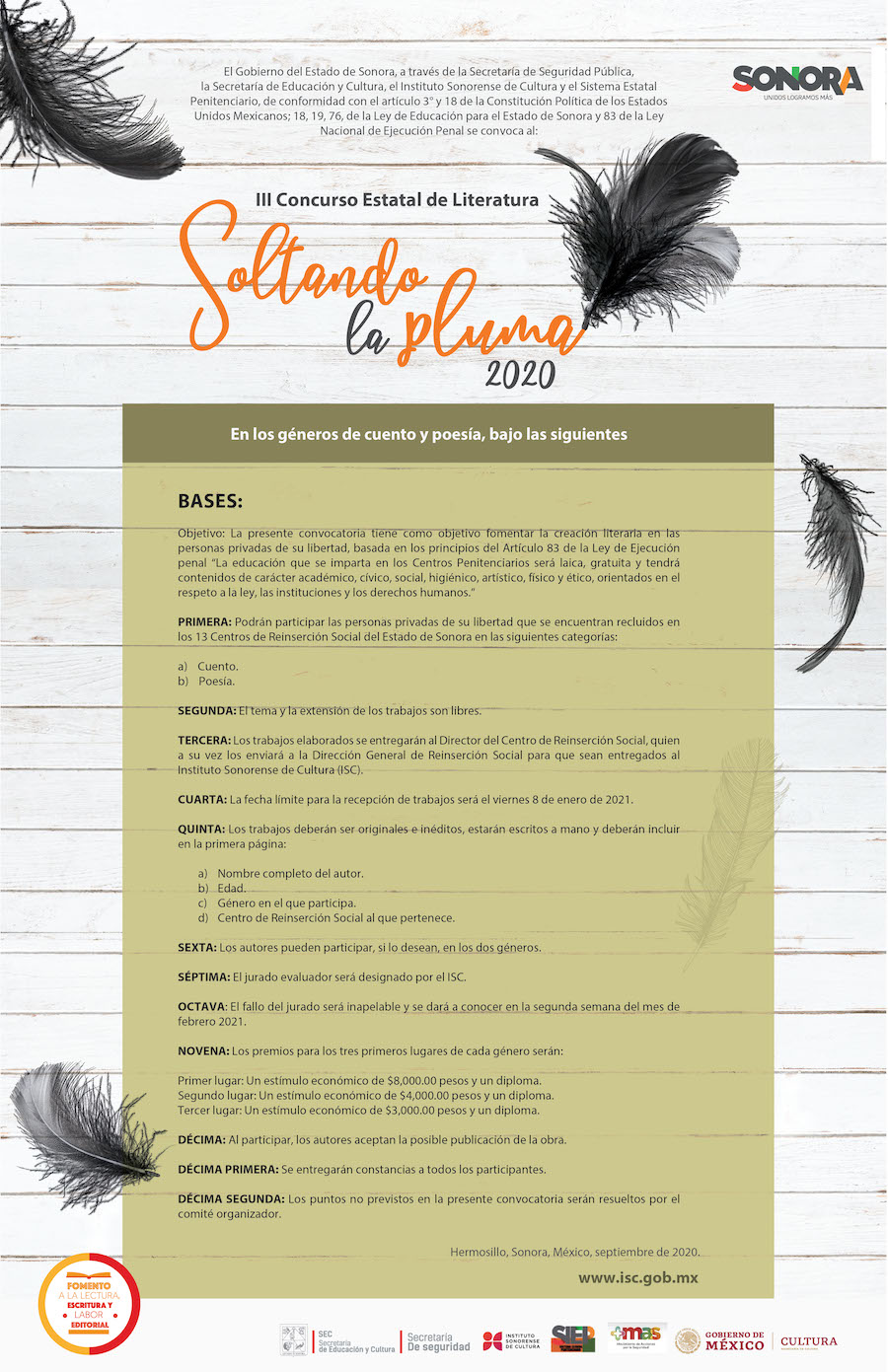 Llevan a Ceresos Concurso Estatal de Literatura “Soltando la pluma 2020”