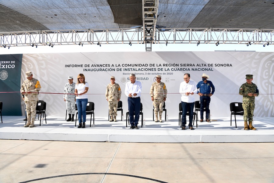 Inauguran Gobernadora Pavlovich y Presidente López Obrador Cuartel de la Guardia Nacional en Bavispe