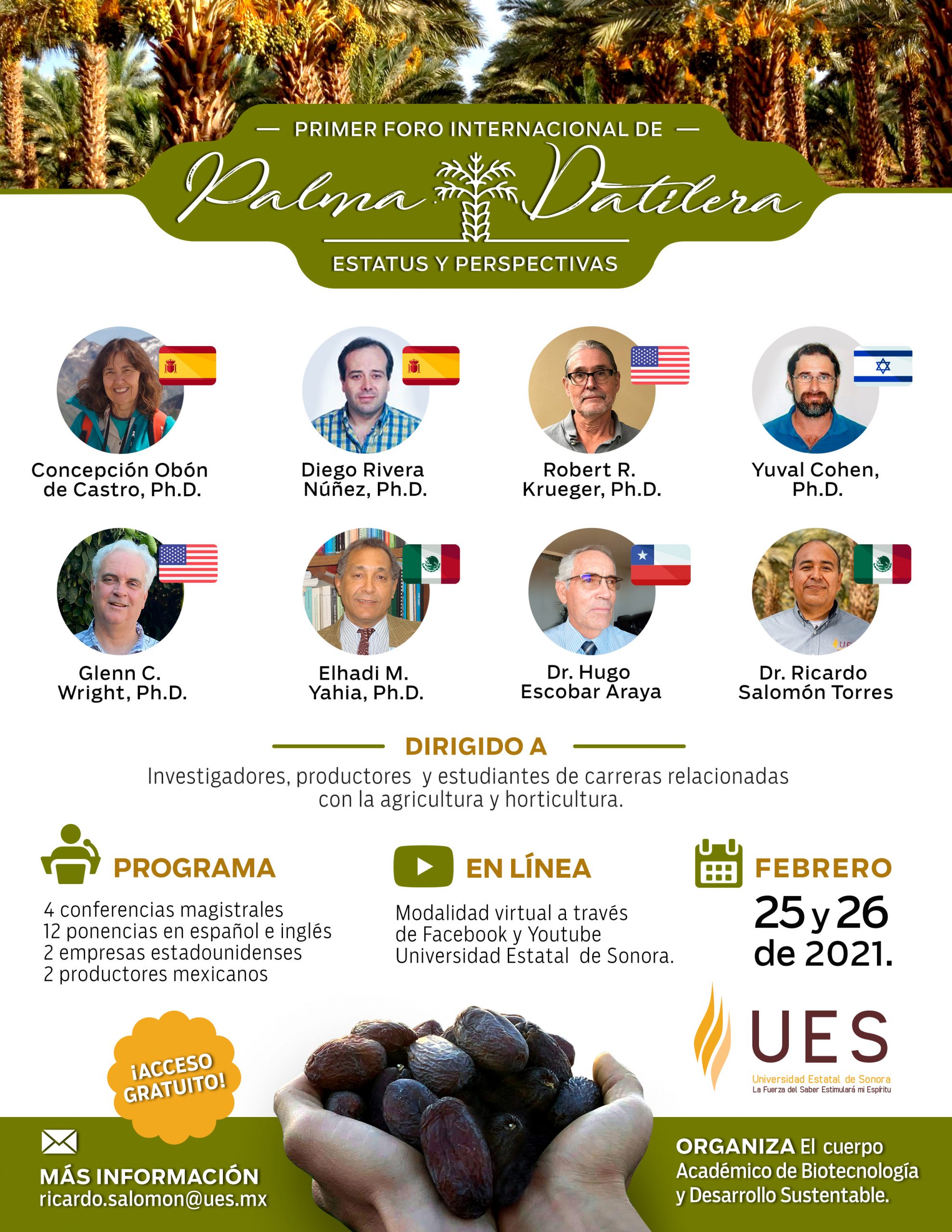 Invita la UES al Primer Foro Internacional de Palma Datilera