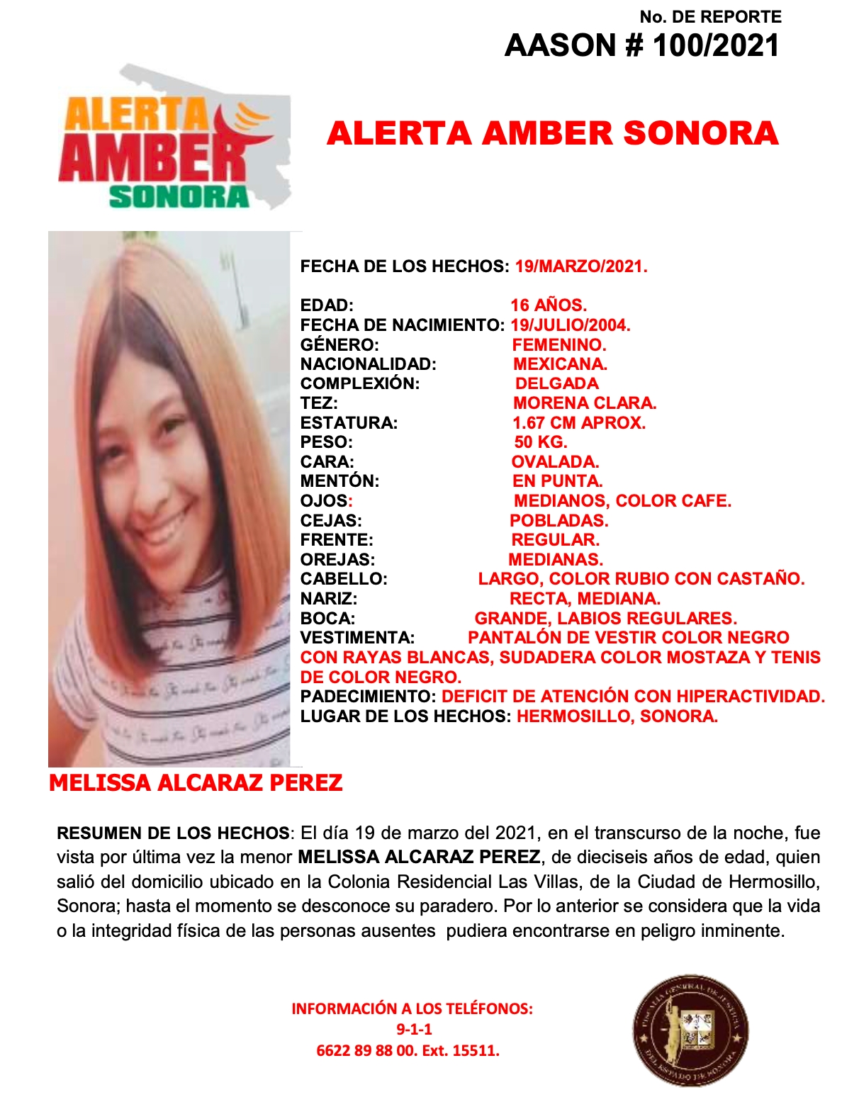Alerta Amber Sonora