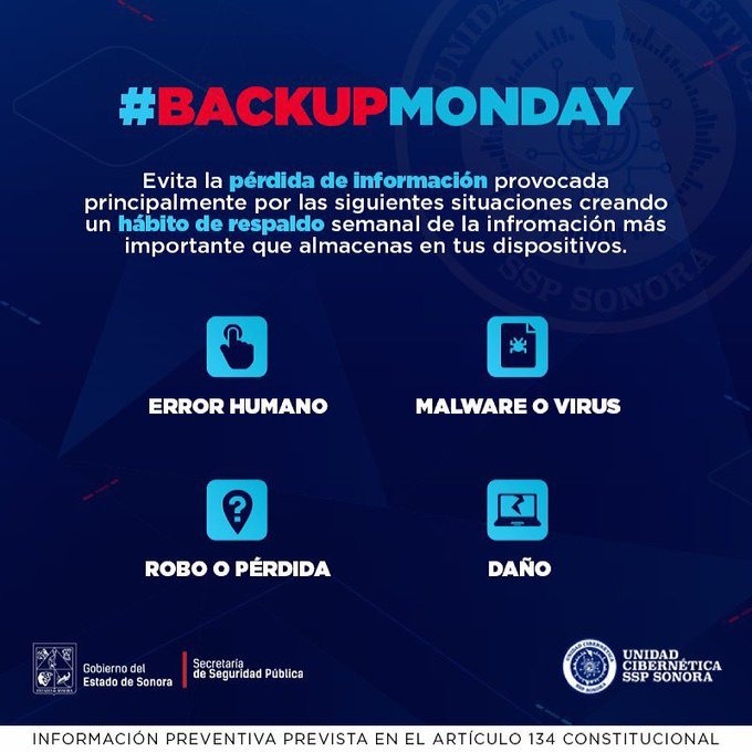 Recomienda Unidad Cibernética SSP Sonora realizar respaldos frecuentes de información